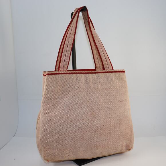 Vintage Prada Red & Natural Canvas Tote Bag - Picture 1 of 10